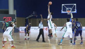 Tip off of the opening game between Bhiwani Club, Haryana vs Vijaya Bank Bengaluru